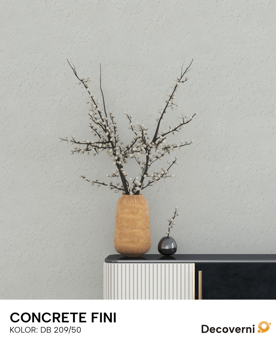 Wizualizacja ściany pomalowanej Decoverni Concrete Fini DB 209/50